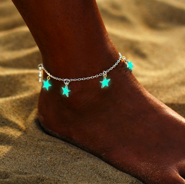 Glowing Stars Silver Anklet