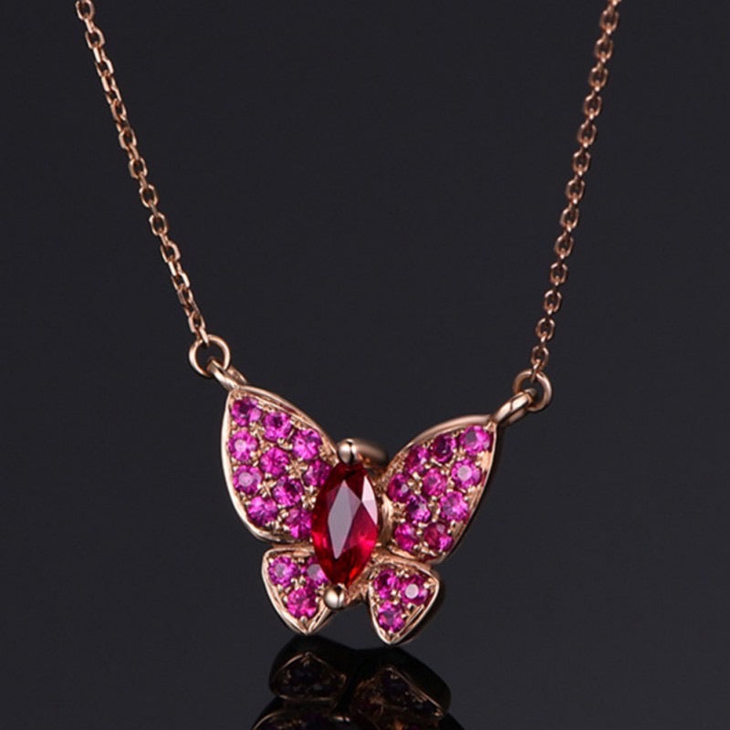 Butterfly Red Ruby Necklace