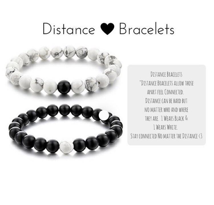 2 Couples Distance Bracelet Natural Stone