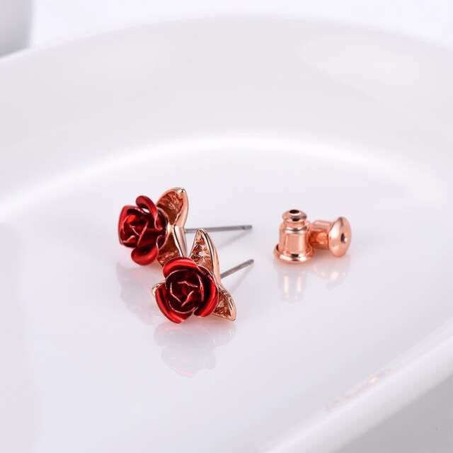 Red Rose Earrings