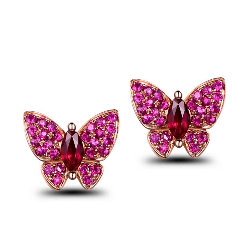 Butterfly Red Ruby Earrings