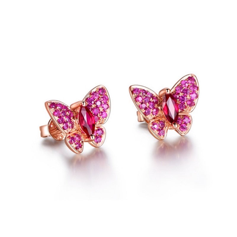 Butterfly Red Ruby Earrings