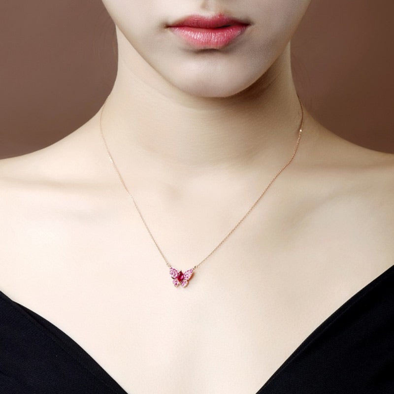 Butterfly Red Ruby Necklace