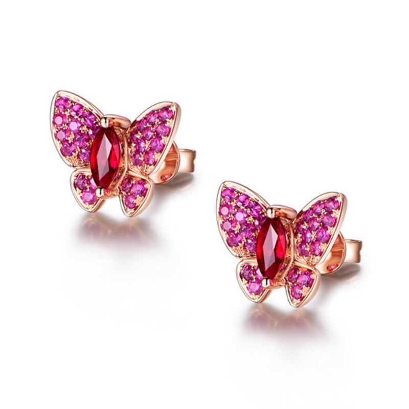 Butterfly Red Ruby Earrings