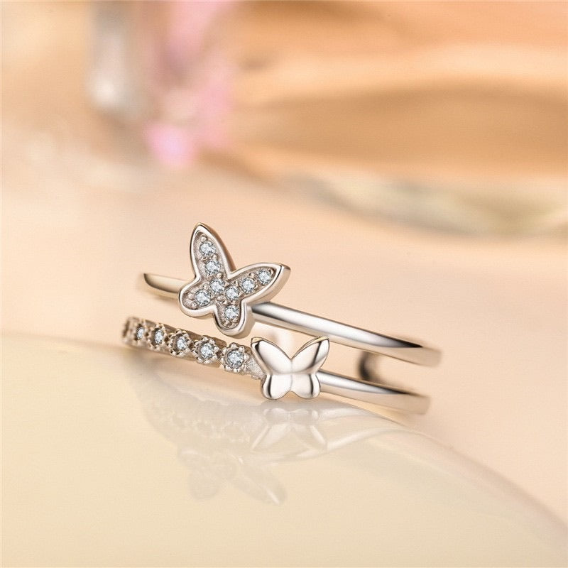 Butterfly Crystal Rings