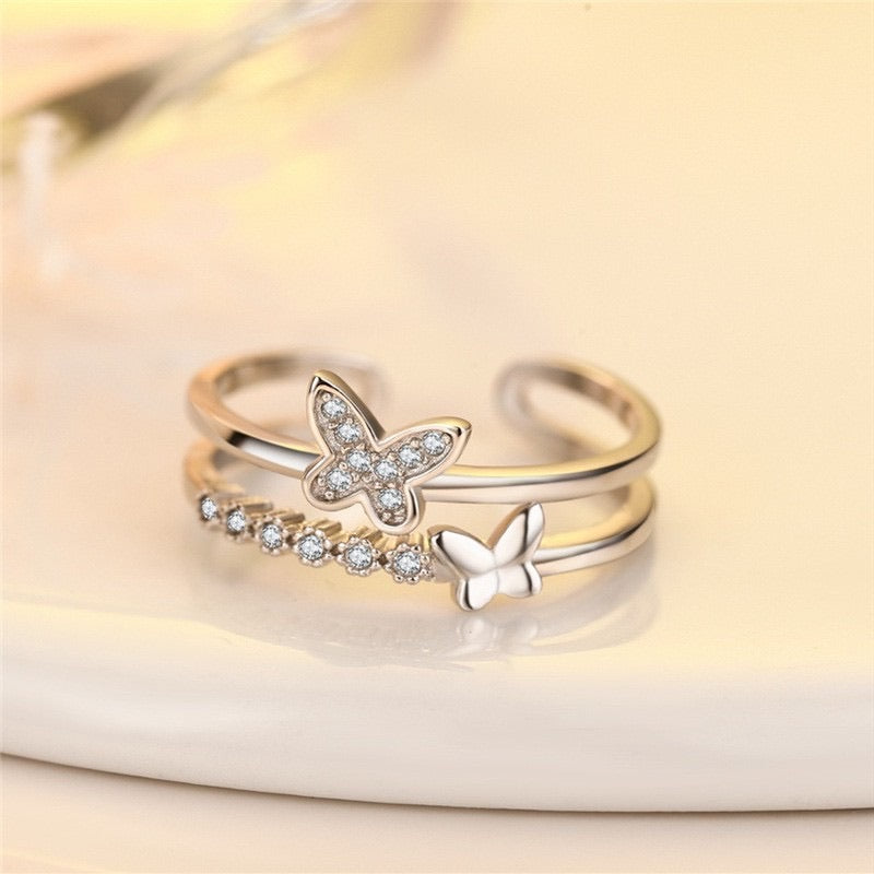 Butterfly Crystal Rings