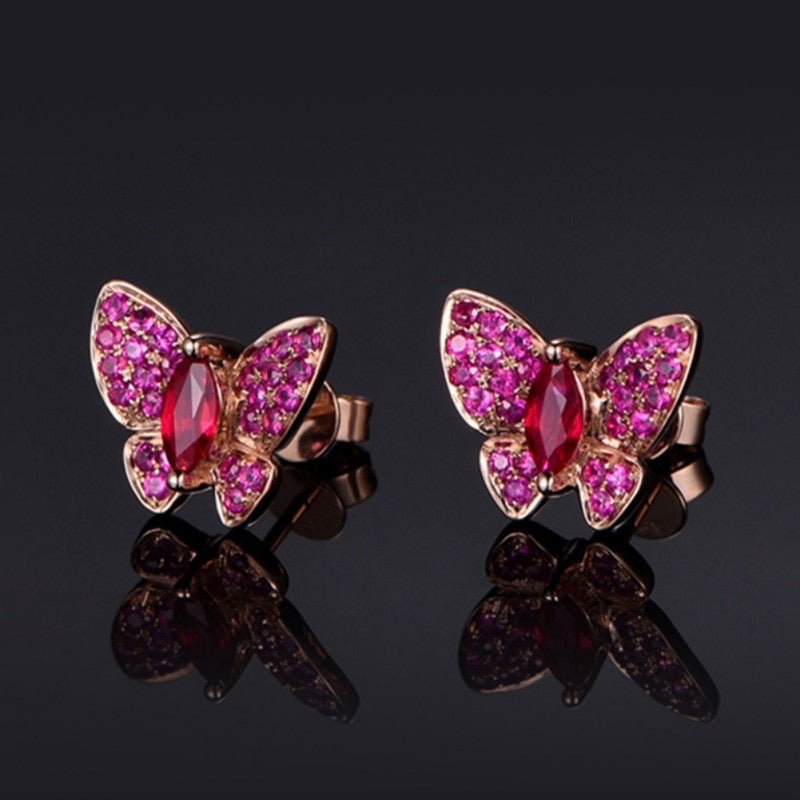 Butterfly Red Ruby Earrings