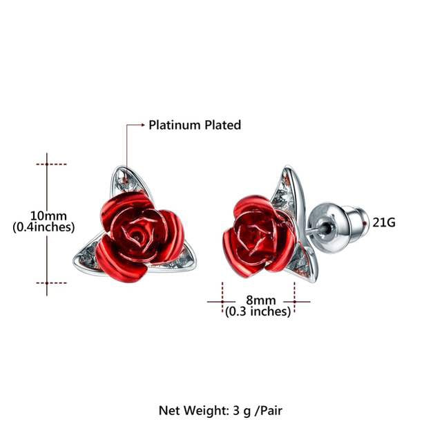 Red Rose Earrings