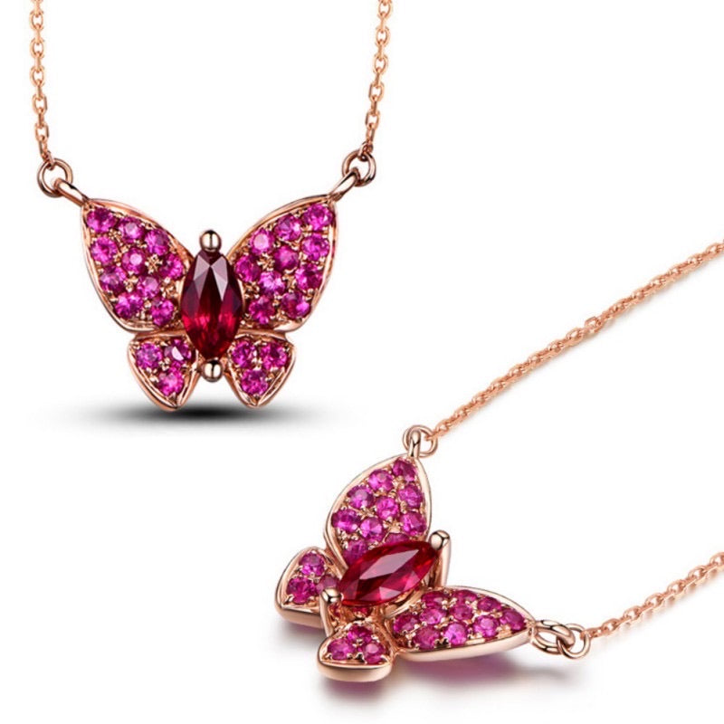 Butterfly Red Ruby Necklace