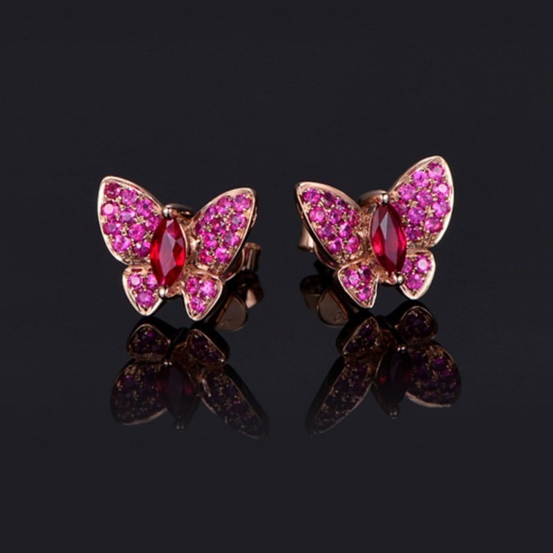 Butterfly Red Ruby Earrings