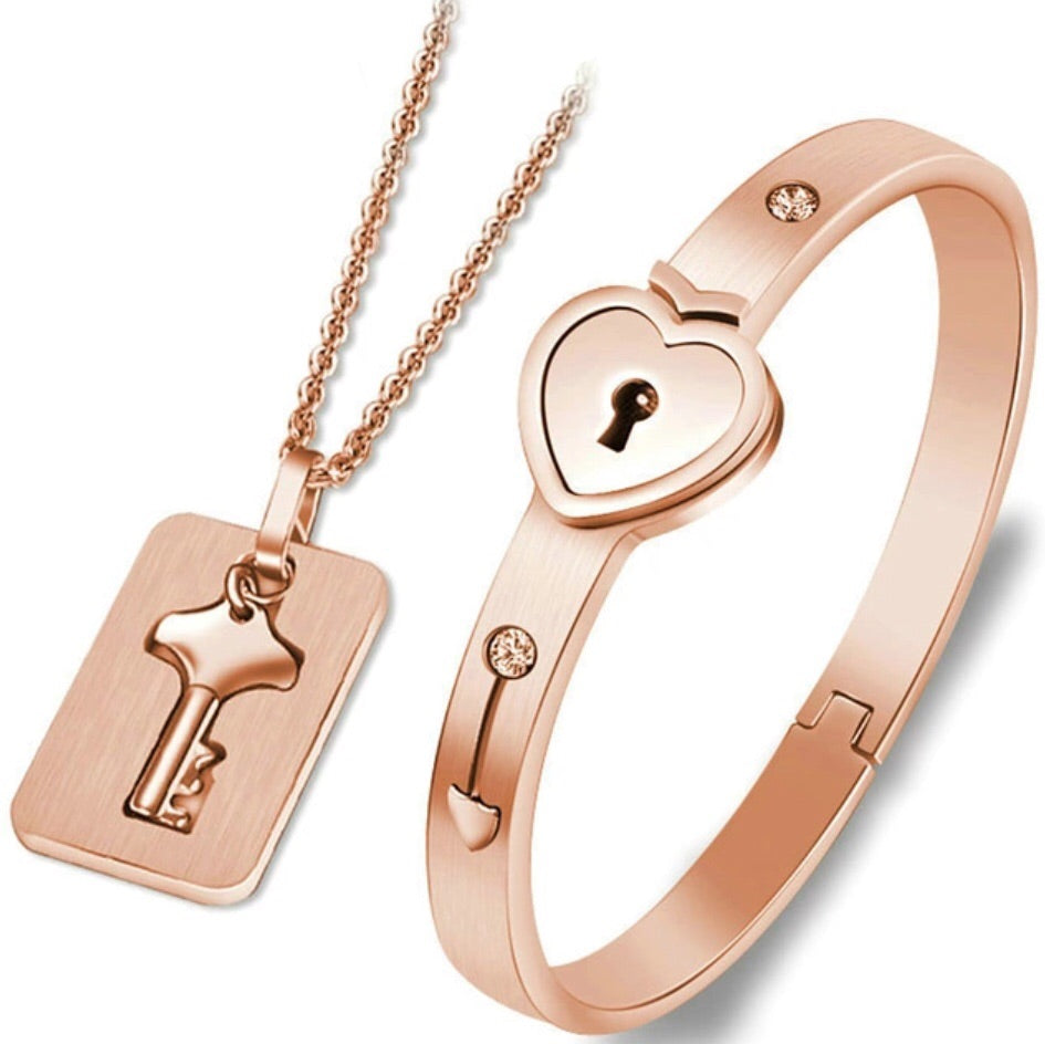 LOVE LOCK BRACELET WITH NECKLACE KEY