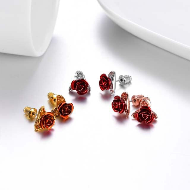 Red Rose Earrings