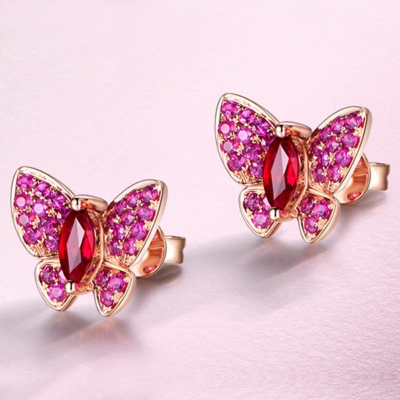 Butterfly Red Ruby Earrings