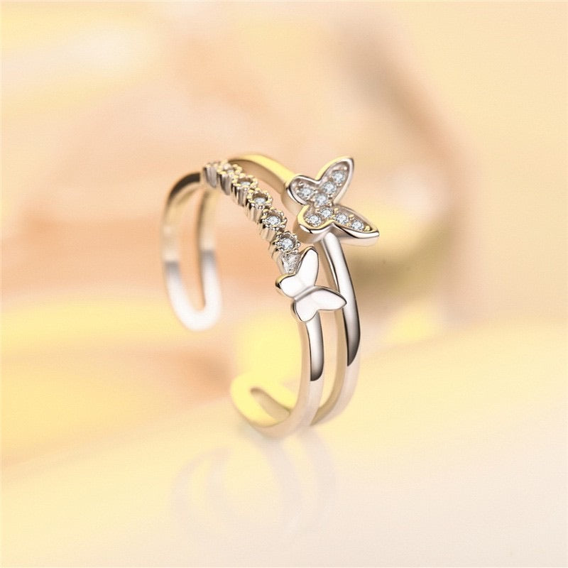 Butterfly Crystal Rings