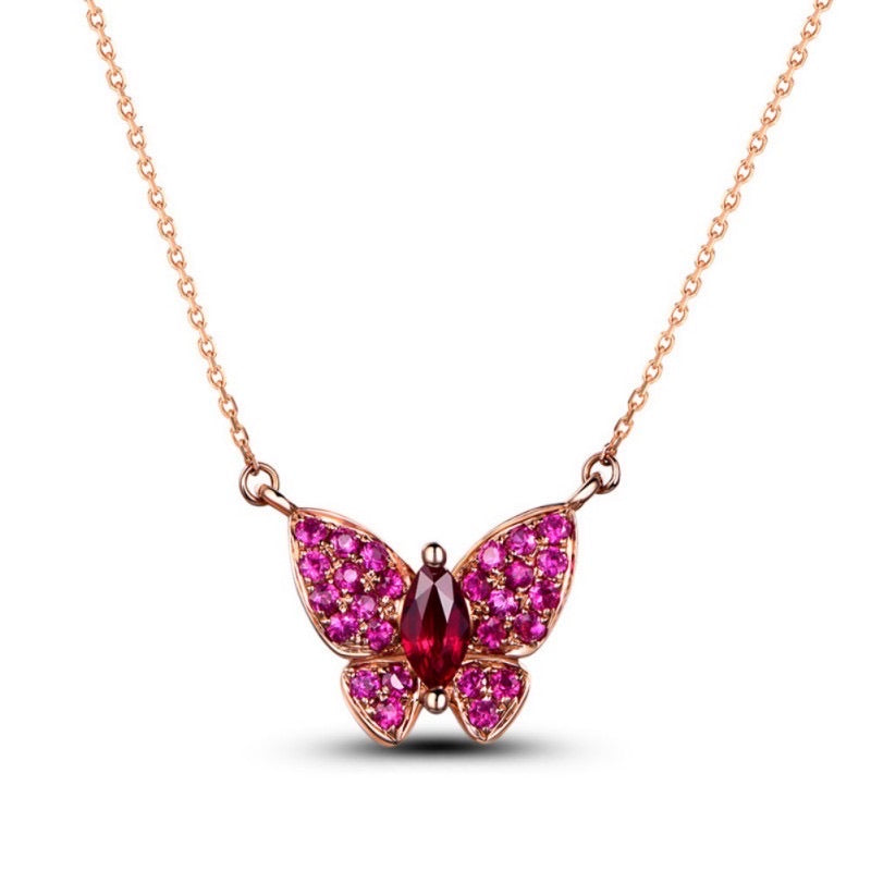 Butterfly Red Ruby Necklace